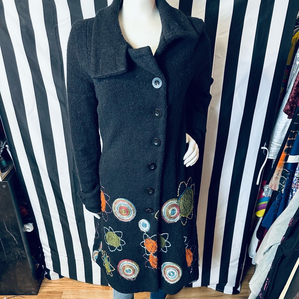 Desigual National Wind Trench Coat w/ Adorable Cosmic Embroidered Detail - 36 - Picture 7 of 12